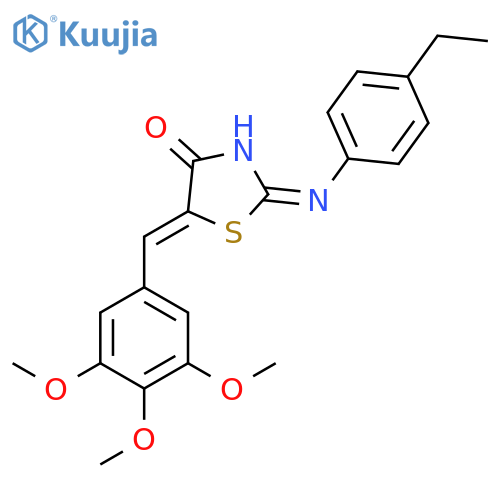 (5Z)-2-(4-ethylphenyl)amino-5-(3,4,5-trimethoxyphenyl)methylidene-4,5-dihydro-1,3-thiazol-4-one structure