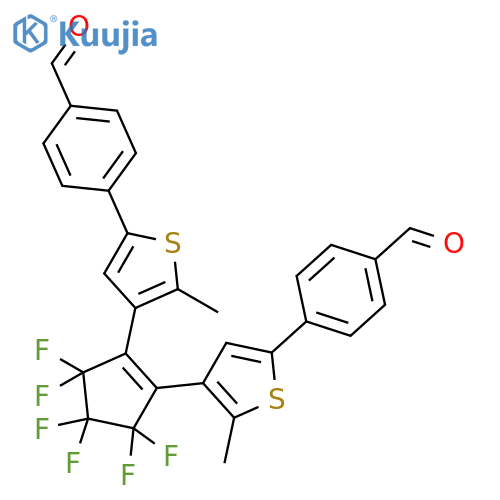 4,4'-[(3,3,4,4,5,5-hexafluoro-1-cyclopentene-1,2-diyl)bis(5-methy L-4,2-thienediyl)]dibenzaldehyde structure