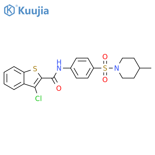 3-chloro-N-{4-(4-methylpiperidin-1-yl)sulfonylphenyl}-1-benzothiophene-2-carboxamide structure