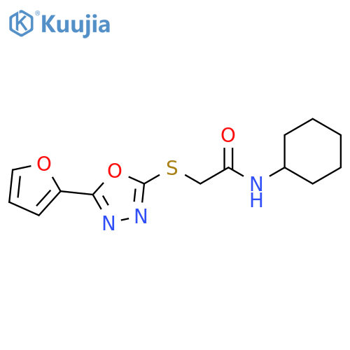 N-cyclohexyl-2-{[5-(furan-2-yl)-1,3,4-oxadiazol-2-yl]sulfanyl}acetamide structure