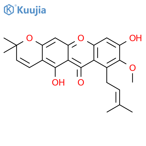2H,6H-Pyrano[3,2-b]xanthen-6-one,5,9-dihydroxy-8-methoxy-2,2-dimethyl-7-(3-methyl-2-butenyl)- structure