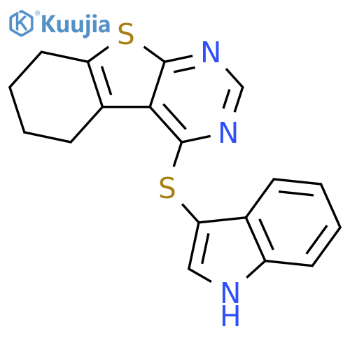 3-(1H-indol-3-ylsulfanyl)-8-thia-4,6-diazatricyclo7.4.0.0^{2,7}trideca-1(9),2(7),3,5-tetraene structure