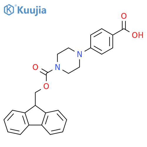 4-(4-{(9H-fluoren-9-yl)methoxycarbonyl}piperazin-1-yl)benzoic acid structure