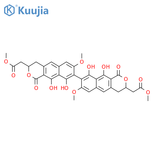 [8,8'-Bi-1H-naphtho[2,3-c]pyran]-3,3'-diaceticacid, 3,3',4,4'-tetrahydro-9,9',10,10'-tetrahydroxy-7,7'-dimethoxy-1,1'-dioxo-,3,3'-dimethyl ester structure