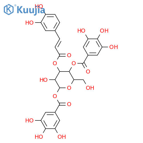 3-O-p-Coumaroylglucose; β-D-Pyranose-form, 3'-Hydroxy, 1,4-bis(3,4,5-trihydroxybenzoyl) structure