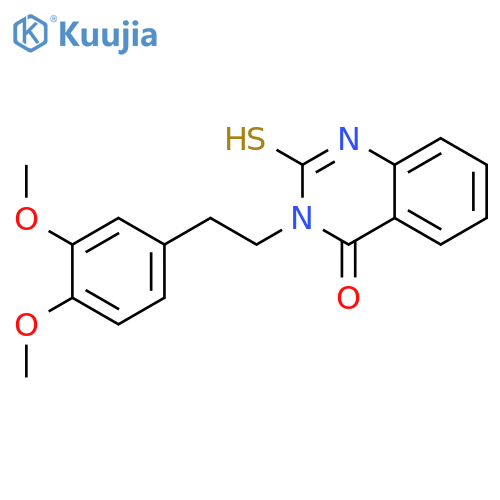 3-[2-(3,4-dimethoxyphenyl)ethyl]-2-sulfanyl-3,4-dihydroquinazolin-4-one structure