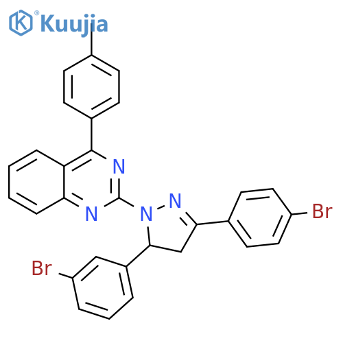 2-5-(3-bromophenyl)-3-(4-bromophenyl)-4,5-dihydro-1H-pyrazol-1-yl-4-(4-methylphenyl)quinazoline structure
