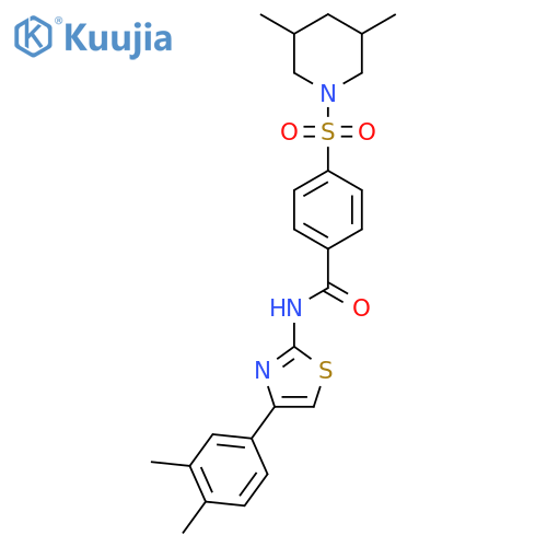 N-4-(3,4-dimethylphenyl)-1,3-thiazol-2-yl-4-(3,5-dimethylpiperidin-1-yl)sulfonylbenzamide structure