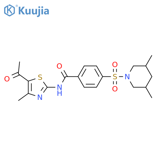 N-(5-acetyl-4-methyl-1,3-thiazol-2-yl)-4-(3,5-dimethylpiperidin-1-yl)sulfonylbenzamide structure