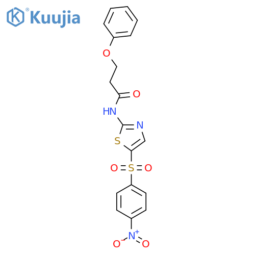 N-[5-(4-nitrobenzenesulfonyl)-1,3-thiazol-2-yl]-3-phenoxypropanamide structure