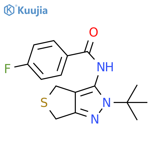 N-{2-tert-butyl-2H,4H,6H-thieno3,4-cpyrazol-3-yl}-4-fluorobenzamide structure