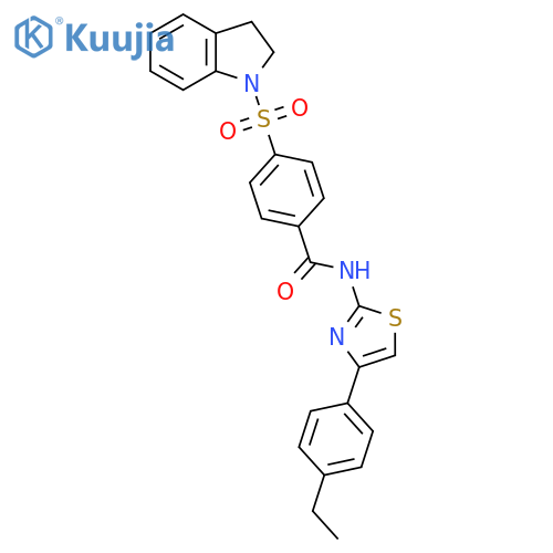 4-(2,3-dihydro-1H-indole-1-sulfonyl)-N-4-(4-ethylphenyl)-1,3-thiazol-2-ylbenzamide structure