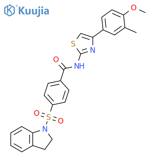 4-(2,3-dihydro-1H-indole-1-sulfonyl)-N-4-(4-methoxy-3-methylphenyl)-1,3-thiazol-2-ylbenzamide structure