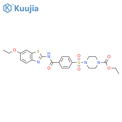 ethyl 4-{4-(6-ethoxy-1,3-benzothiazol-2-yl)carbamoylbenzenesulfonyl}piperazine-1-carboxylate structure