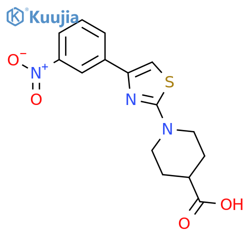 1-4-(3-Nitrophenyl)-1,3-thiazol-2-ylpiperidine-4-carboxylic acid structure