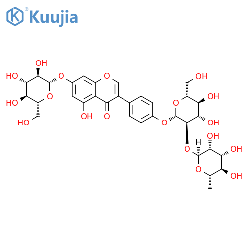 4H-1-Benzopyran-4-one, 3-[4-[[2-O-(6-deoxy-α-L-mannopyranosyl)-β-D-glucopyranosyl]oxy]phenyl]-7-(β-D-glucopyranosyloxy)-5-hydroxy- structure
