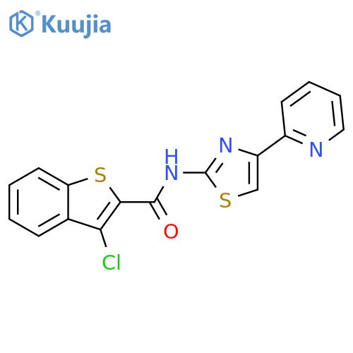 3-chloro-N-[4-(pyridin-2-yl)-1,3-thiazol-2-yl]-1-benzothiophene-2-carboxamide structure
