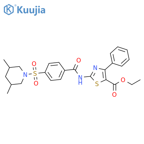 ethyl 2-{4-(3,5-dimethylpiperidin-1-yl)sulfonylbenzamido}-4-phenyl-1,3-thiazole-5-carboxylate structure