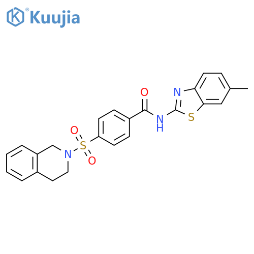 N-(6-methyl-1,3-benzothiazol-2-yl)-4-(1,2,3,4-tetrahydroisoquinoline-2-sulfonyl)benzamide structure