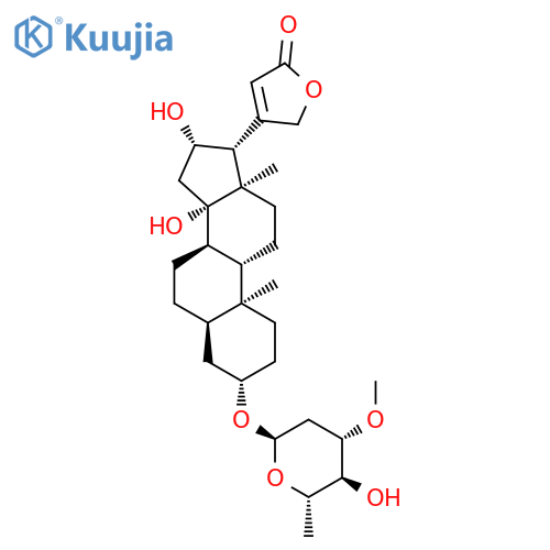 (3beta,5beta,8xi,9xi,16beta)-3-[(2,6-dideoxy-3-O-methyl-alpha-D-glycero-hexopyranosyl)oxy]-14,16-dihydroxycard-20(22)-enolide structure