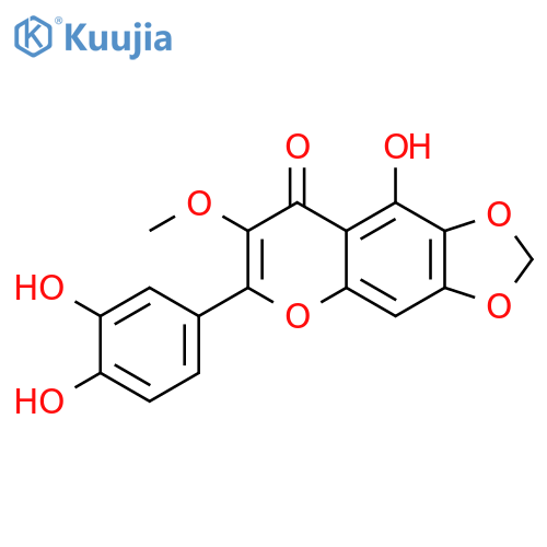 8H-1,3-Dioxolo[4,5-g][1]benzopyran-8-one,6-(3,4-dihydroxyphenyl)-9-hydroxy-7-methoxy- structure