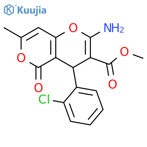 methyl 2-amino-4-(2-chlorophenyl)-7-methyl-5-oxo-4H,5H-pyrano3,2-cpyran-3-carboxylate structure