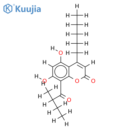 5,7-Dihydroxy-8-(2-mehtyl-1-oxobutyl)-4-pentyl-2H-1-benzopyran-4-one structure