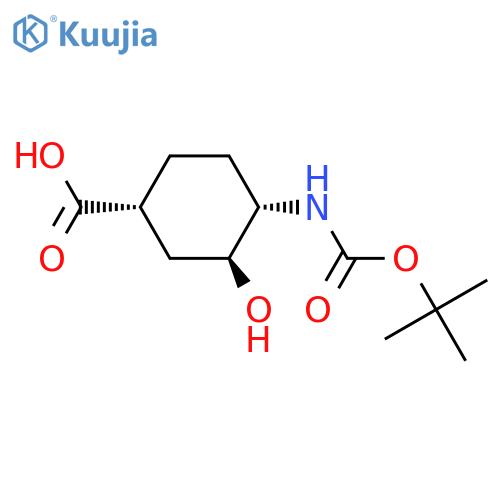 rac-(1R,3S,4S)-4-{(tert-butoxy)carbonylamino}-3-hydroxycyclohexane-1-carboxylic acid structure