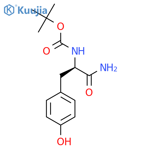 tert-butyl N-[(1R)-1-carbamoyl-2-(4-hydroxyphenyl)ethyl]carbamate structure