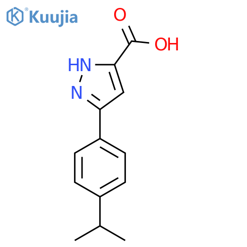 3-[4-(propan-2-yl)phenyl]-1H-pyrazole-5-carboxylic acid structure