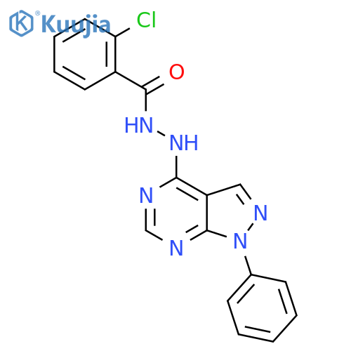 2-chloro-N'-{1-phenyl-1H-pyrazolo3,4-dpyrimidin-4-yl}benzohydrazide structure