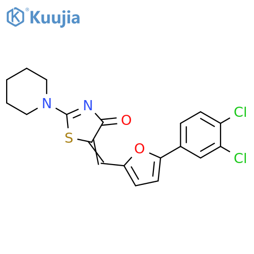 5-[[5-(3,4-Dichlorophenyl)-2-furanyl]methylene]-2-(1-piperidinyl)-4(5H)-thiazolone structure
