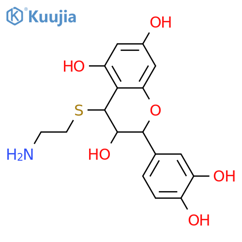 2H-1-Benzopyran-3,5,7-triol,4-[(2-aminoethyl)thio]-2-(3,4-dihydroxyphenyl)-3,4-dihydro-,(2R,3R,4S)- structure
