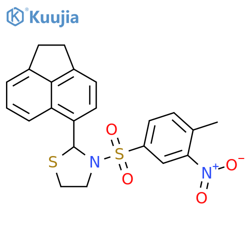 2-(1,2-dihydroacenaphthylen-5-yl)-3-(4-methyl-3-nitrobenzenesulfonyl)-1,3-thiazolidine structure