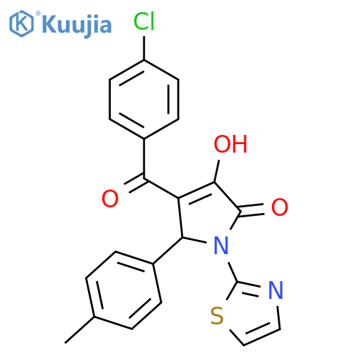 4-(4-chlorobenzoyl)-3-hydroxy-5-(4-methylphenyl)-1-(1,3-thiazol-2-yl)-2,5-dihydro-1H-pyrrol-2-one structure