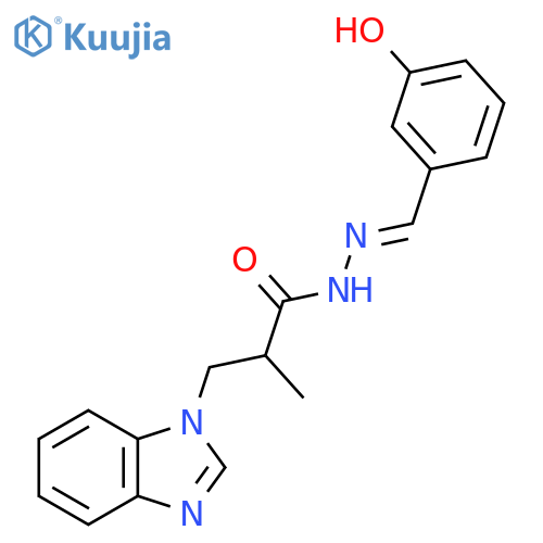 3-(1H-1,3-benzodiazol-1-yl)-N'-[(1E)-(3-hydroxyphenyl)methylidene]-2-methylpropanehydrazide structure