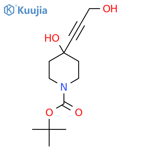 1-Piperidinecarboxylic acid, 4-hydroxy-4-(3-hydroxy-1-propyn-1-yl)-, 1,1-dimethylethyl ester structure