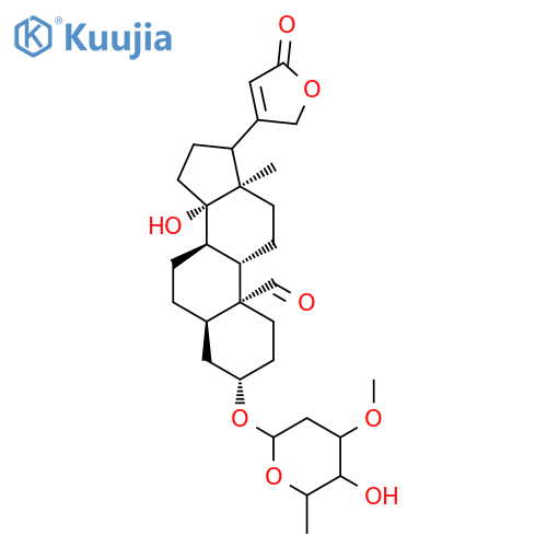 (3alpha,5beta,8xi,9xi)-3-[(2,6-dideoxy-3-O-methyl-beta-D-glycero-hexopyranosyl)oxy]-14-hydroxy-19-oxocard-20(22)-enolide structure