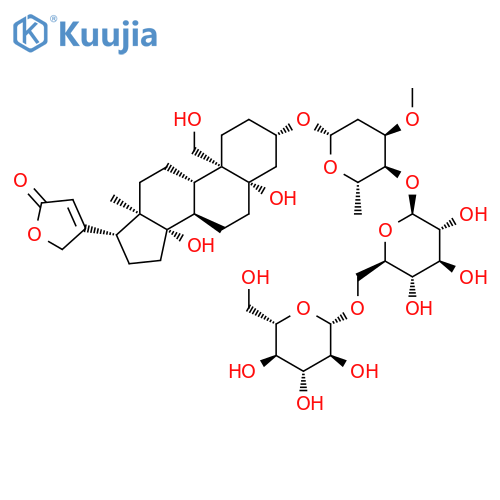 (3&#x3B2;,5&#x3B2;)-3-[(O-&#x3B2;-D-glucopyranosyl-(1&#x2192;6)-O-&#x3B2;-D-glucopyranosyl-(1&#x2192;4)-2,6-dideoxy-3-O-methyl-&#x3B2;-D-ribo-hexopyranosyl)oxy]-5,14,19-trihydroxycard-20(22)enolide structure