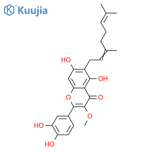 5,7,3',4'-Tetrahydroxy-3-methoxy-6-geranylflavone structure
