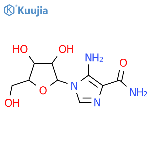 5-amino-1-[3,4-dihydroxy-5-(hydroxymethyl)oxolan-2-yl]imidazole-4-carboxamide structure