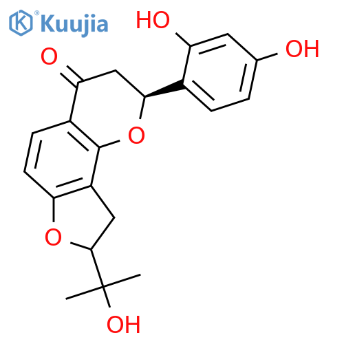 2',4'-Dihydroxy-2''-(1-hydroxy-1-methylethyl)dihydrofuro[2,3-h]flavanone structure