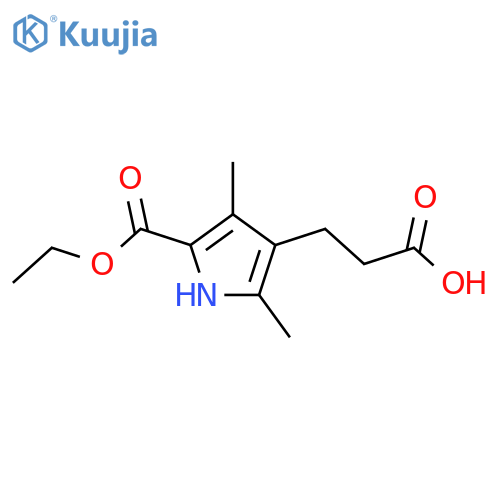 4-(2-Carboxy-ethyl)-3,5-dimethyl-1H-pyrrole-2-carboxylic acid ethyl ester structure