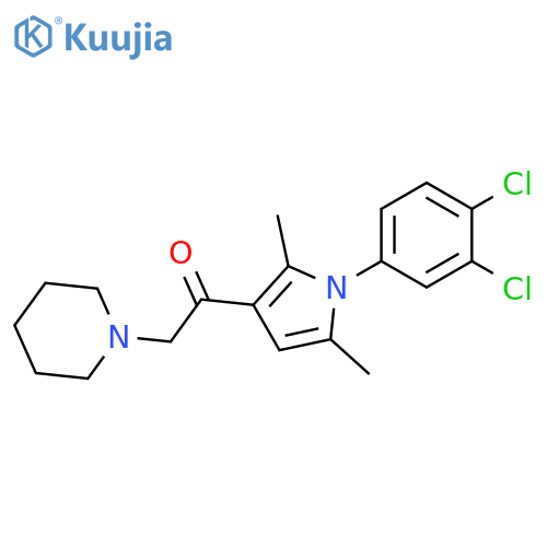 1-1-(3,4-dichlorophenyl)-2,5-dimethyl-1H-pyrrol-3-yl-2-(piperidin-1-yl)ethan-1-one structure