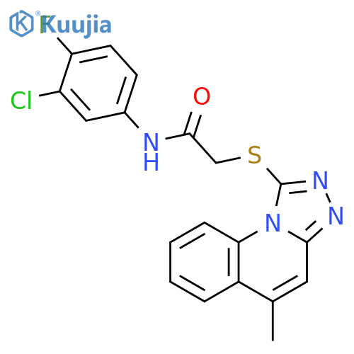 N-(3-chloro-4-fluorophenyl)-2-({5-methyl-1,2,4triazolo4,3-aquinolin-1-yl}sulfanyl)acetamide structure