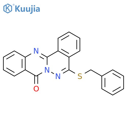 10-(benzylsulfanyl)-13H-5,11,12-triazatetraphen-13-one structure