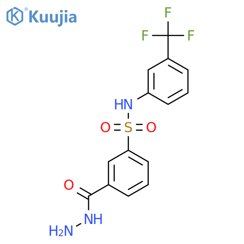 3-(hydrazinecarbonyl)-N-3-(trifluoromethyl)phenylbenzene-1-sulfonamide structure