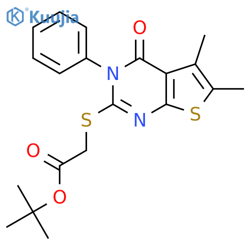 tert-butyl 2-({5,6-dimethyl-4-oxo-3-phenyl-3H,4H-thieno2,3-dpyrimidin-2-yl}sulfanyl)acetate structure