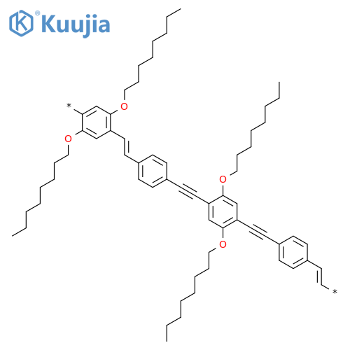 Poly[[2,5-bis(octyloxy)-1,4-phenylene]-1,2-ethenediyl-1,4-phenylene-1,2-ethynediyl[2,5-bis(octyloxy)-1,4-phenylene]-1,2-ethynediyl-1,4-phenylene-1,2-ethenediyl] structure