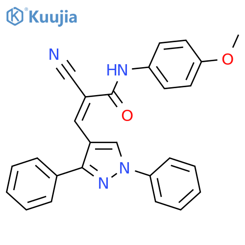 (Z)-2-Cyano-3-(1,3-diphenylpyrazol-4-yl)-N-(4-methoxyphenyl)prop-2-enamide structure